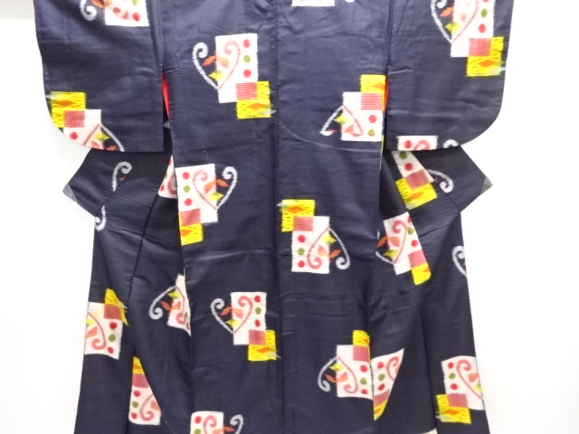 JAPANESE KIMONO / ANTIQUE KIMONO / TAISHO ROMAN STYLE / MEISEN / WOVEN ABSTRACT